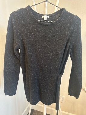 J.Jill Petite Small Black Speckled Side-Tie Knit Sweater